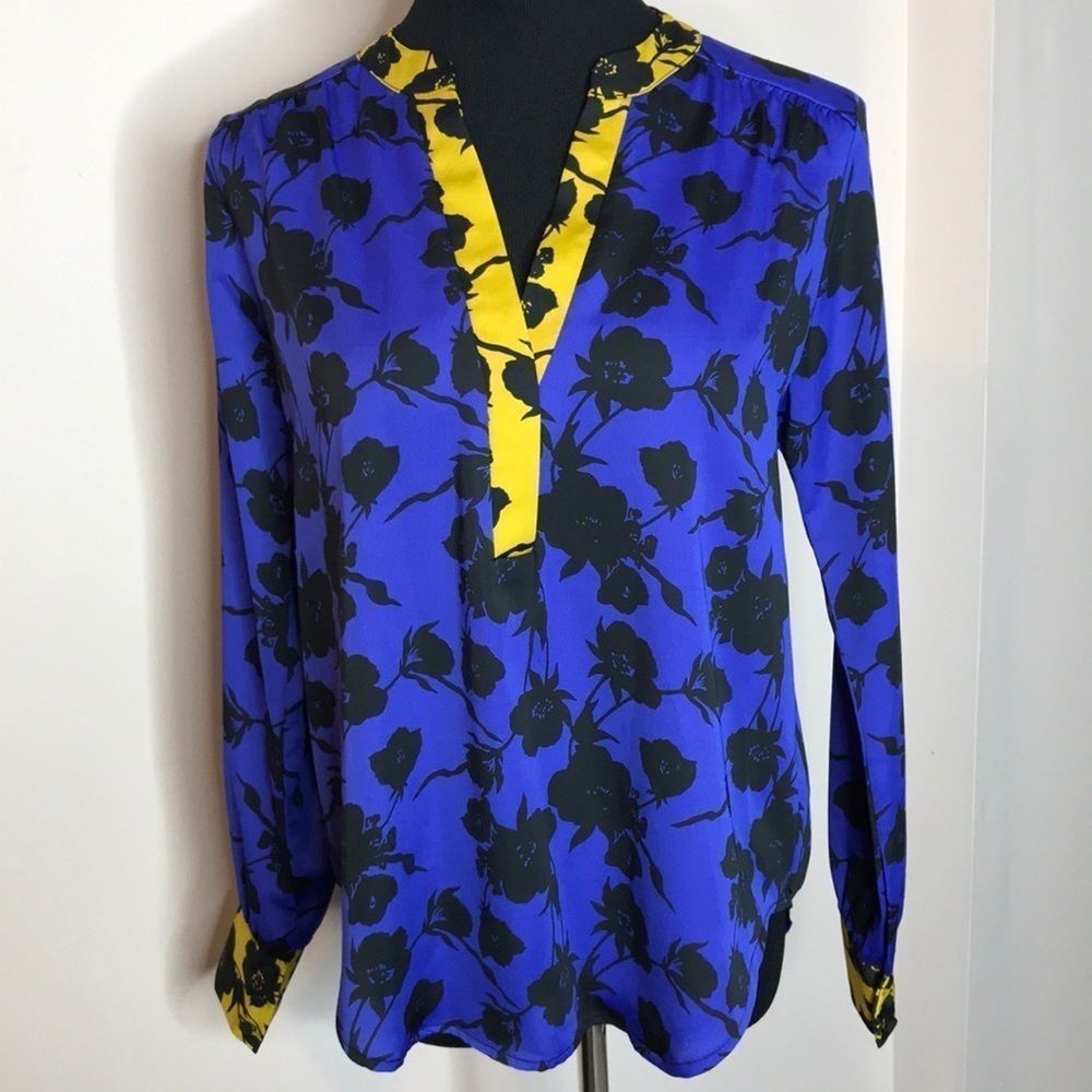 Peyton Jensen silky bold statement blouse.